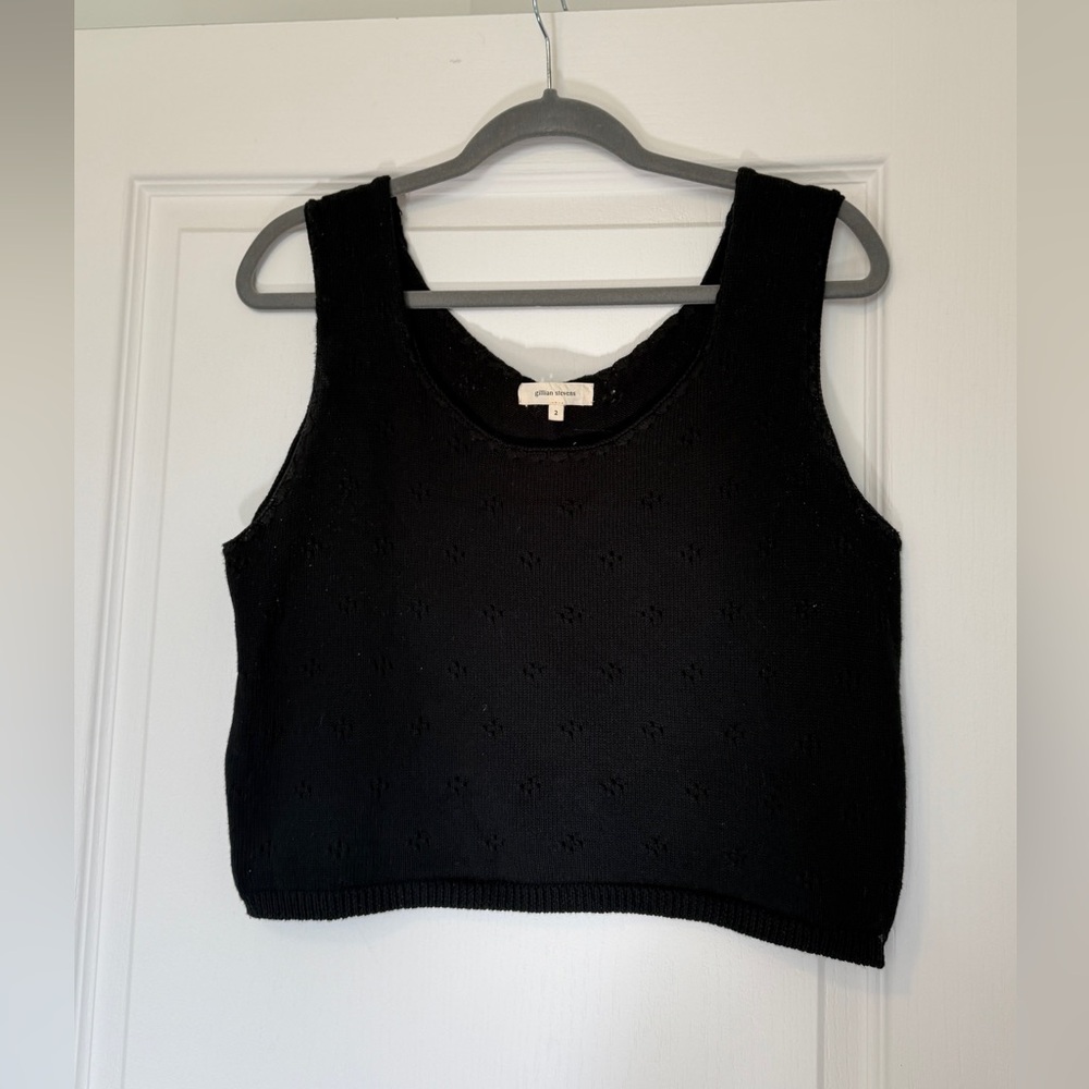 Gillian Stevens’ Black Pointelle Knit Top